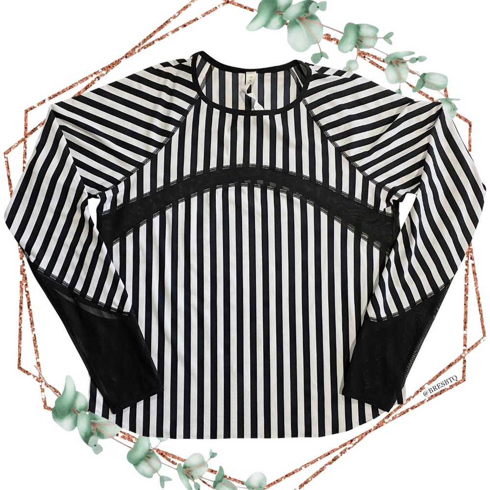 Lululemon water: sun runner long sleeve striped 10